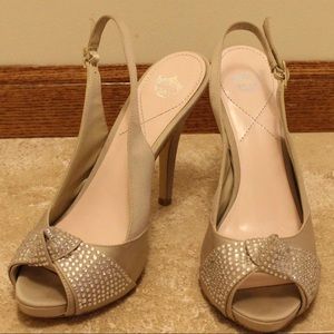 Silver Crown Logo Slingback Pumps